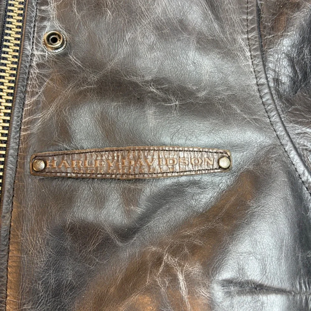 Vtg 90s y2k Harley-Davidson leather biker jacket men xl black earl weaver estate